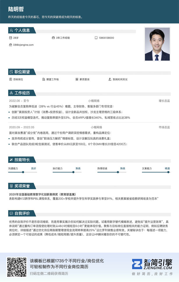在职求职简历模板
